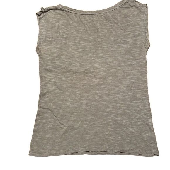Loft neutral gray asymmetrical ruffle appliqué detail sleeveless MP - Picture 5 of 10